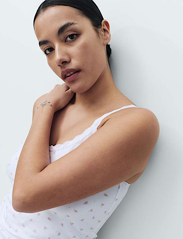 5 Pack Cotton Rich Lace Trim Vests - US