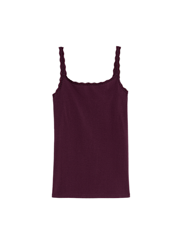 Cotton Rich Lace Trim Vest
