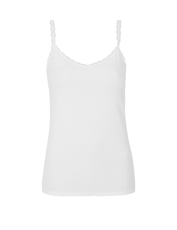 Cotton Rich Lace Trim Vest