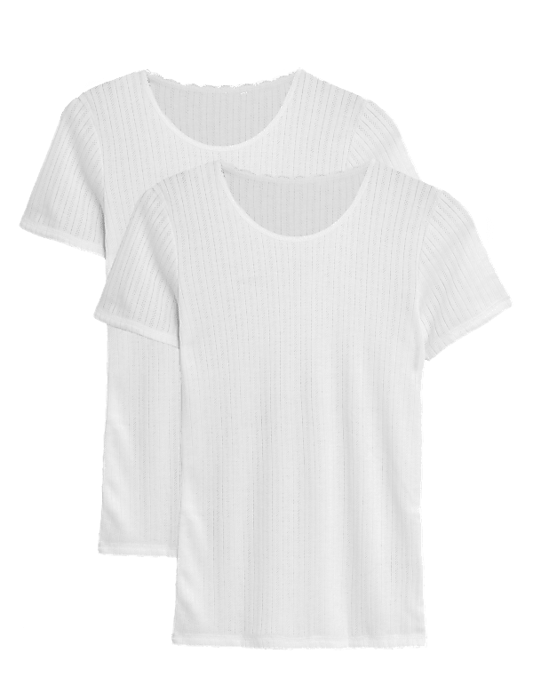2pk Thermal Short Sleeve Pointelle Tops