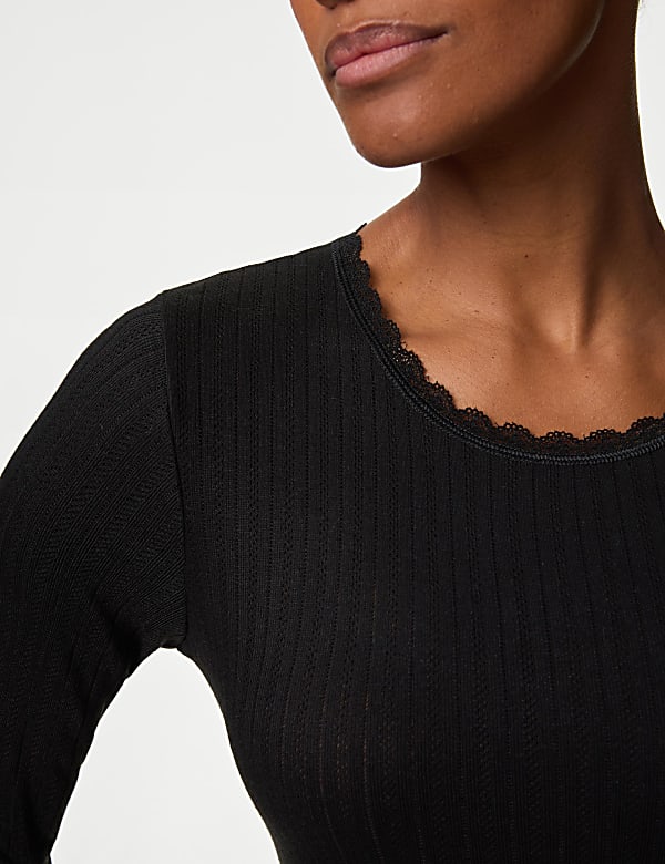 2pk Pointelle Thermal Long Sleeve Tops