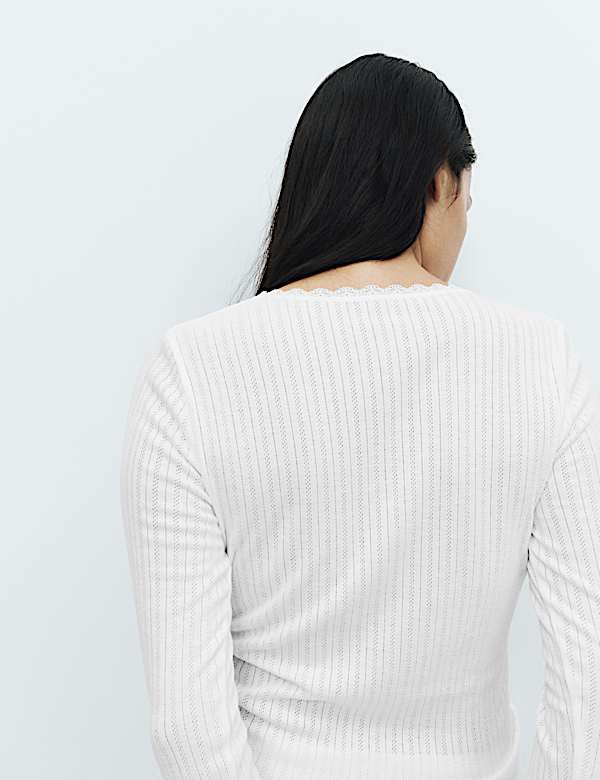 2pk Pointelle Thermal Long Sleeve Tops