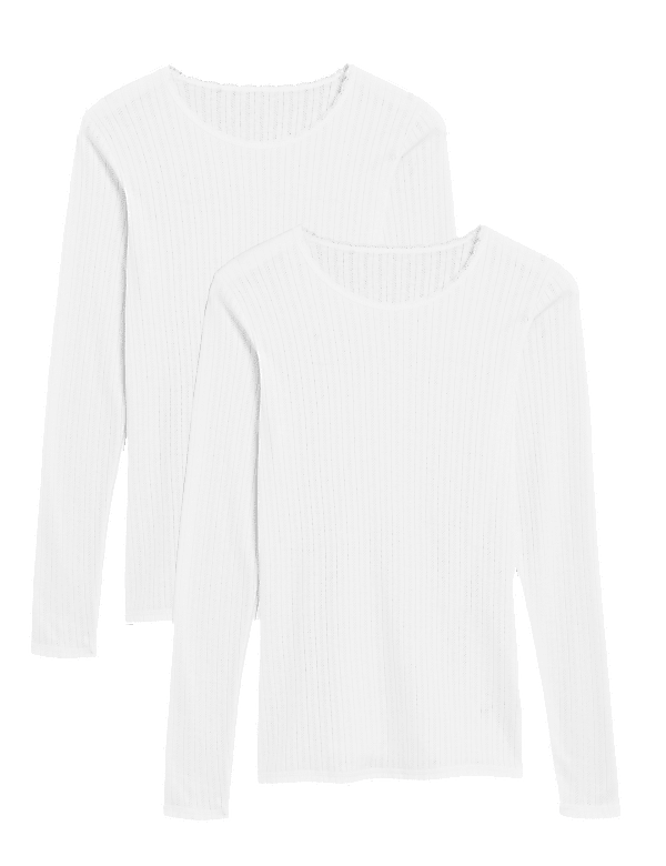 2pk Pointelle Thermal Long Sleeve Tops