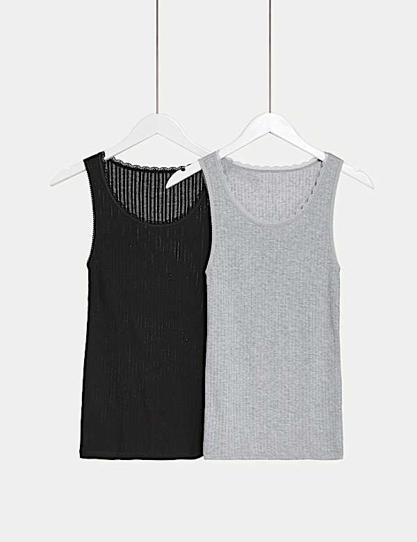 2pk Thermal Pointelle Vests - NO