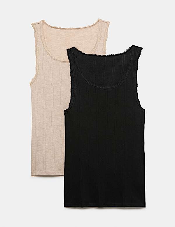 2 Pack Thermal Pointelle Built Up Shoulder Vest