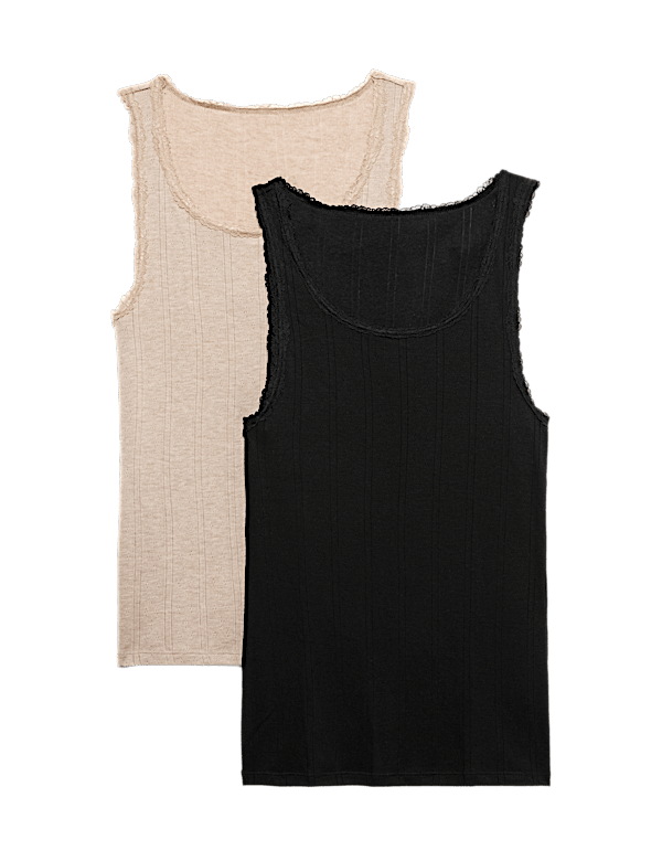 2 Pack Thermal Pointelle Built Up Shoulder Vest
