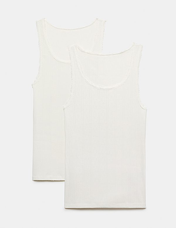 2 Pack Thermal Pointelle Built Up Shoulder Vest