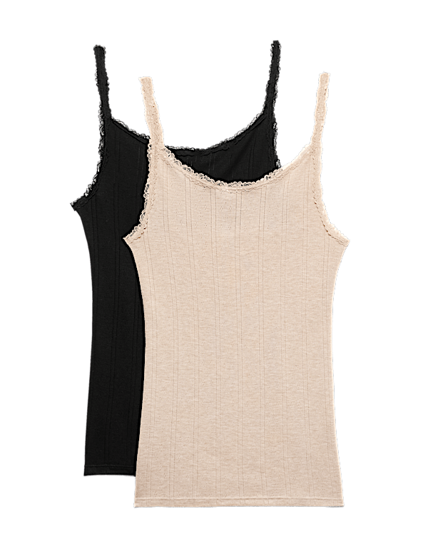 2 Pack Thermal Pointelle Strappy Vests