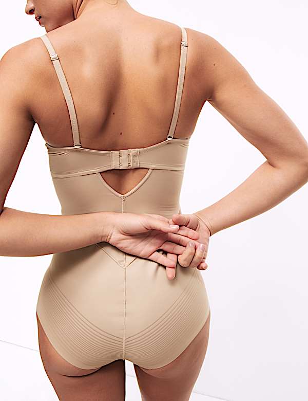 Firm Control Sheer Stripe Bodysuit