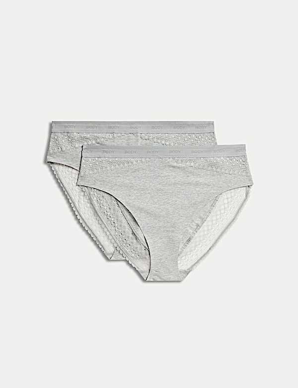 2pk Light Control Cotton Rich High Leg Knickers