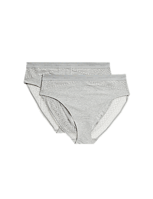 2pk Light Control Cotton Rich High Leg Knickers