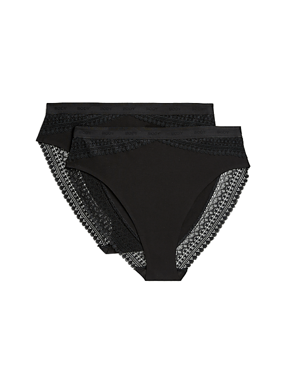 2pk Light Control Cotton Rich High Leg Knickers
