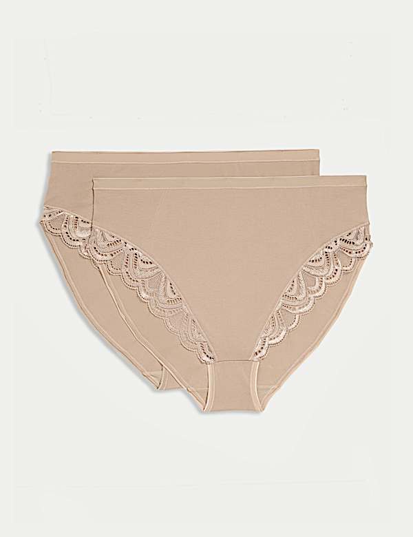 2pk Amelia Lace Cotton Rich Shaping Knickers - GR