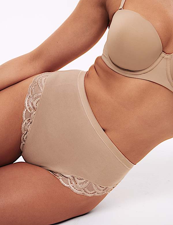 2pk Amelia Lace Cotton Rich Shaping Knickers - US