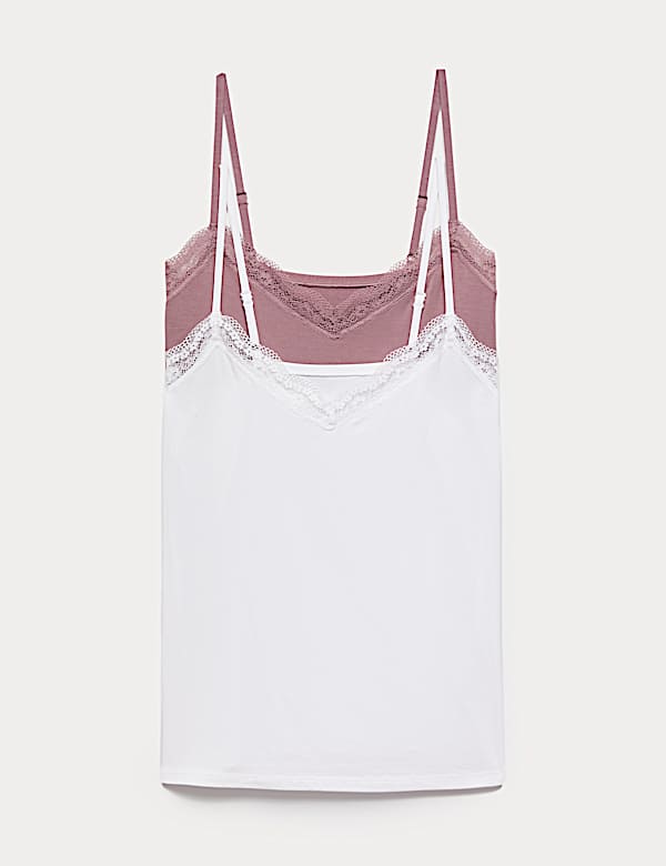 2 Pack Modal Rich Flexifit&trade; Lace Trim Vests
