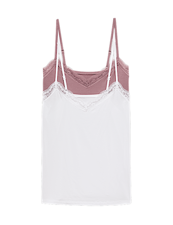 2 Pack Modal Rich Flexifit&trade; Lace Trim Vests