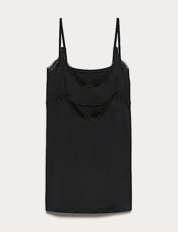 2 Pack Modal Rich Flexifit&trade; Lace Trim Vests