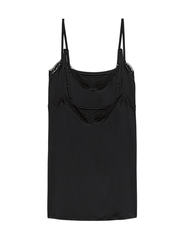 2 Pack Modal Rich Flexifit&trade; Lace Trim Vests