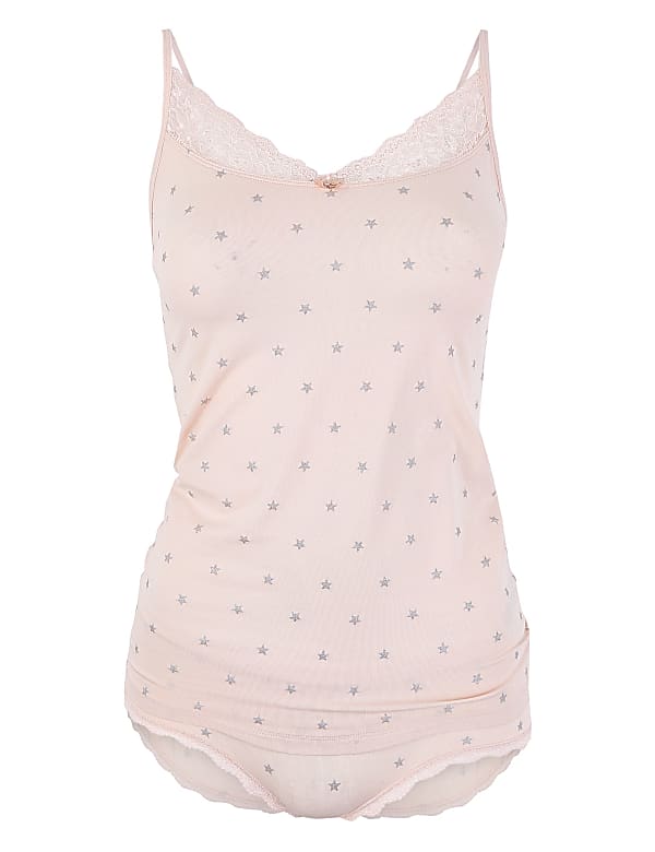 Lace Trim Sparkle Star Vest Set