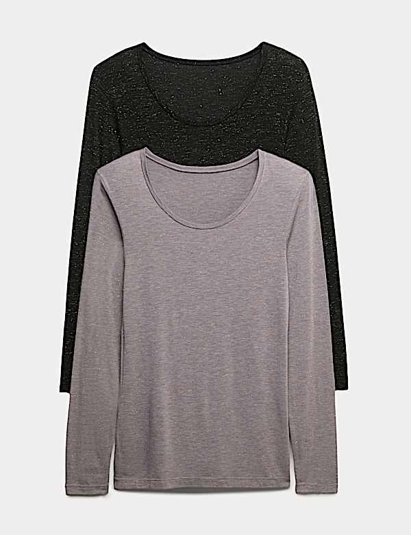 2pk Heatgen™ Light Sparkle Long Sleeve Tops - EE