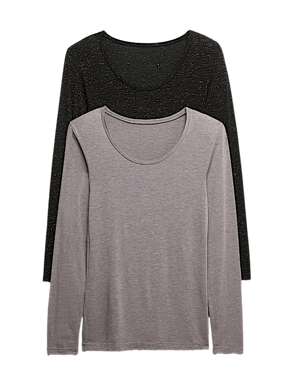 2pk Heatgen™ Light Sparkle Long Sleeve Tops