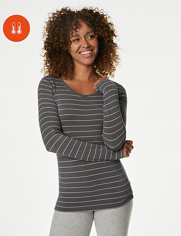 Heatgen Top thermique a chaleur moyenne et rayures CHARCOAL MIX Tops M S CH