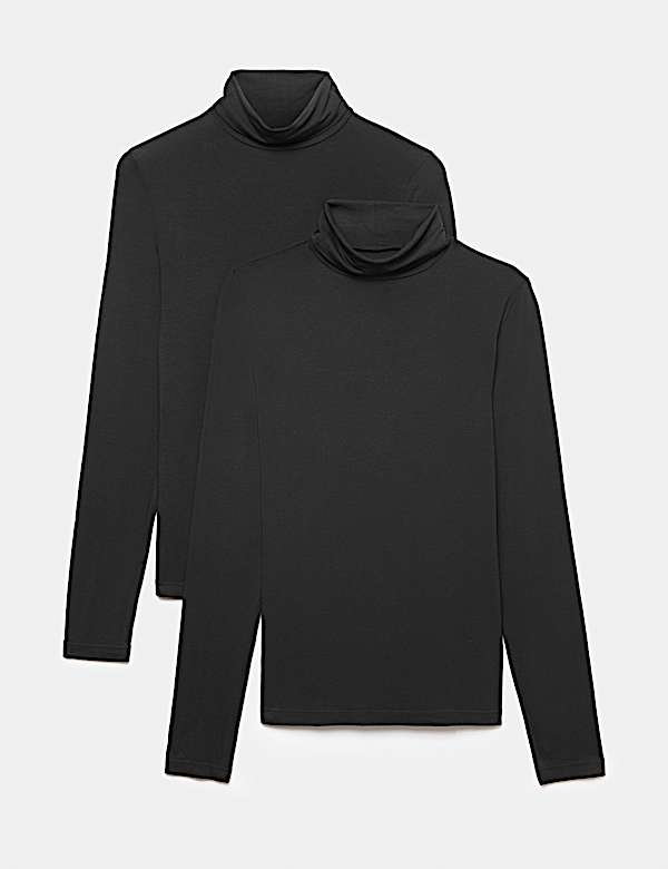 2 Pack Heatgen&trade; Thermal Roll Neck Tops