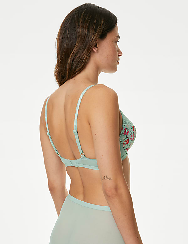 Printed Lace Trim Wired Full Cup Bra