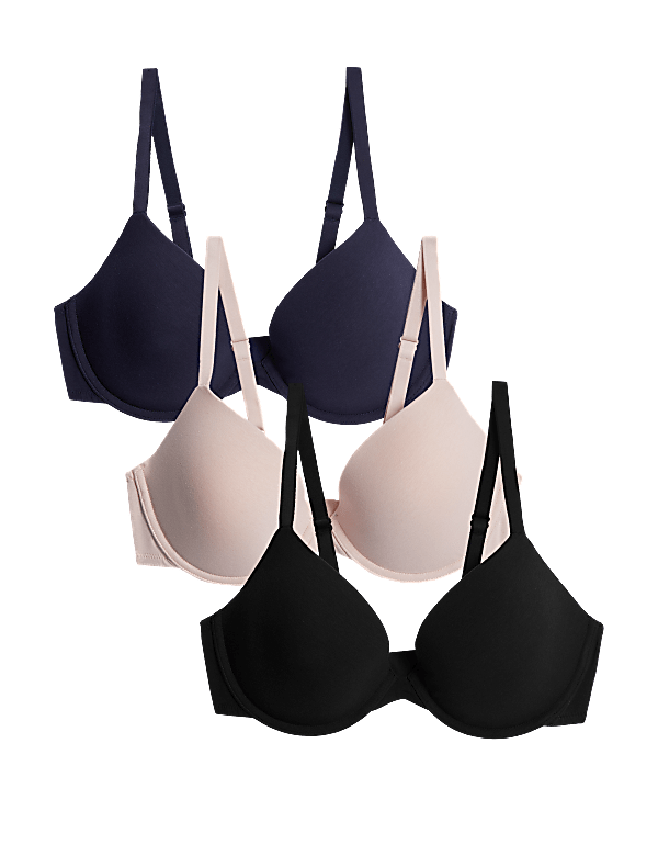 3pk Wired Plunge T-Shirt Bras A-E
