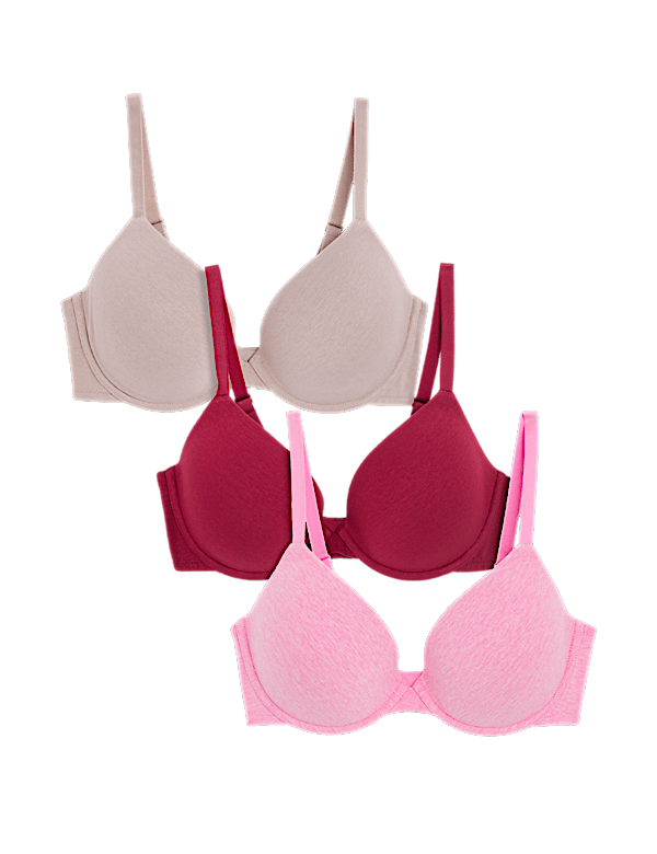3pk Wired Plunge T-Shirt Bras A-E