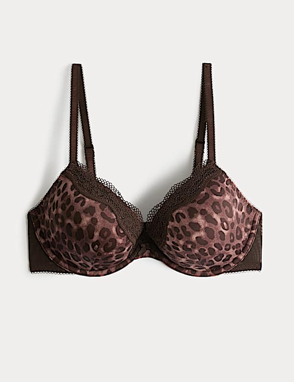 Jasmine Lace Wired Printed Plunge Bra - RS