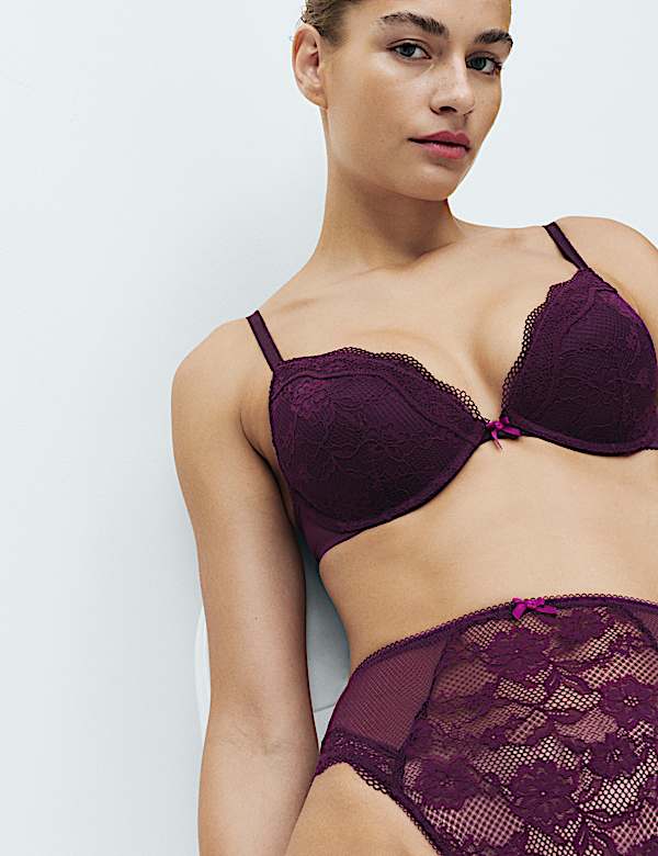 Jasmine Lace Wired Plunge Bra A-E