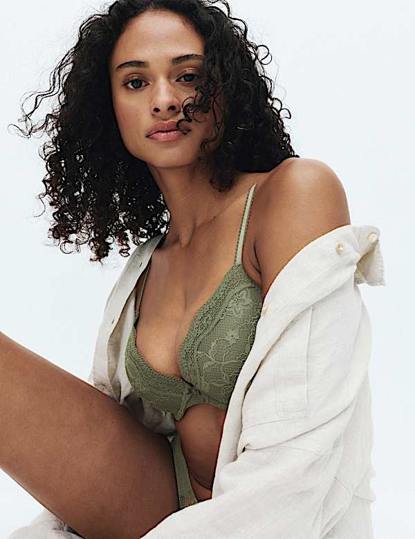 Jasmine Lace Wired Plunge Bra A-E