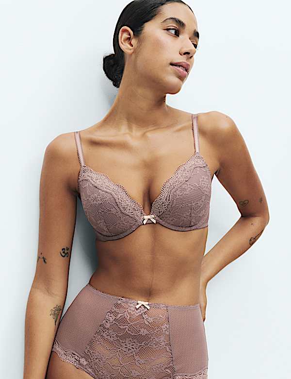 Jasmine Lace Wired Plunge Bra A-E