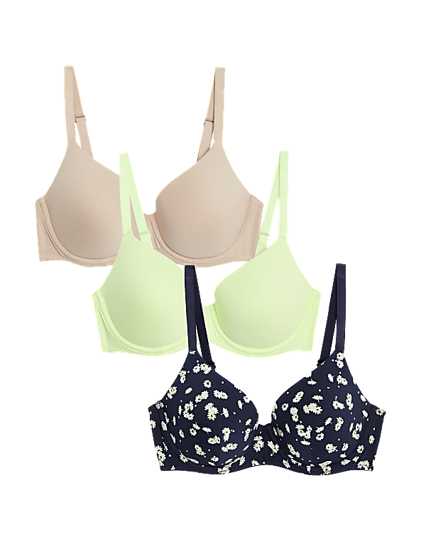 3pk Cotton Rich Wired T-Shirt Bras A-E
