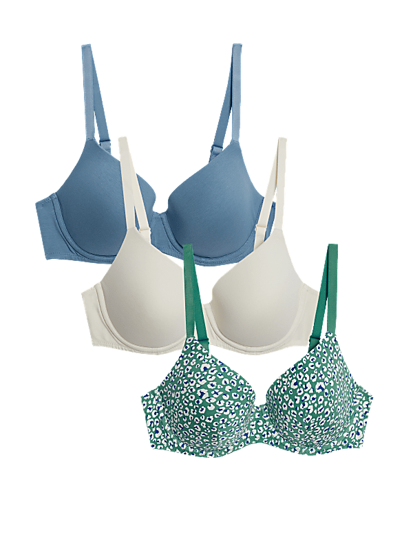 3pk Cotton Rich Wired T-Shirt Bras A-E