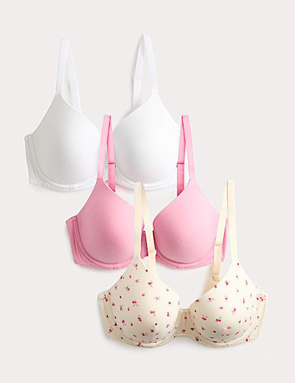 3pk Cotton Rich Wired T-Shirt Bras A-E