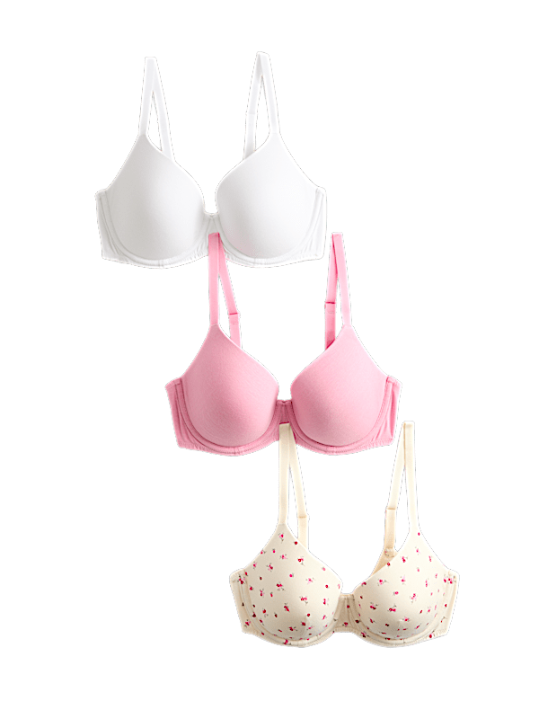3pk Cotton Rich Wired T-Shirt Bras A-E