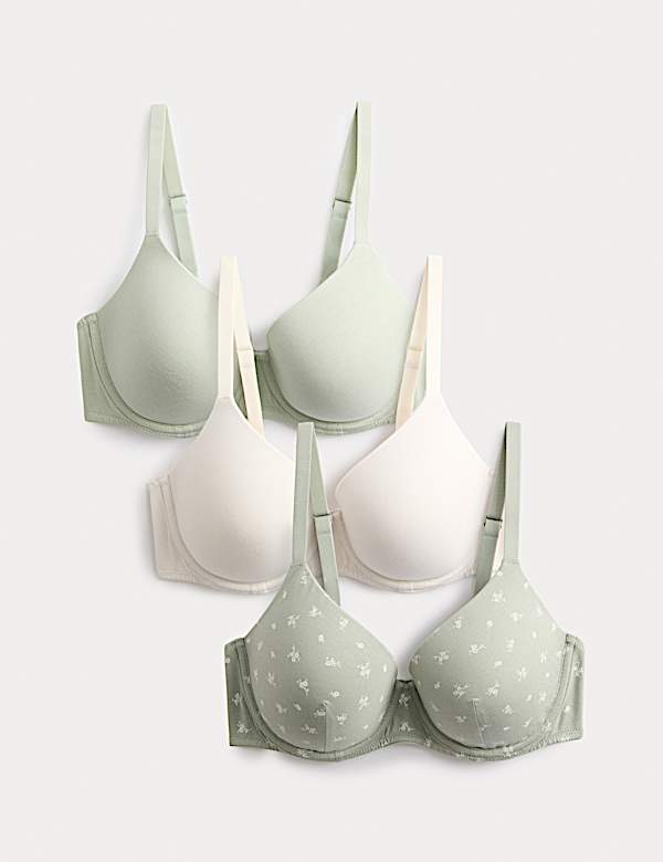 3pk Cotton Rich Wired T-Shirt Bras A-E
