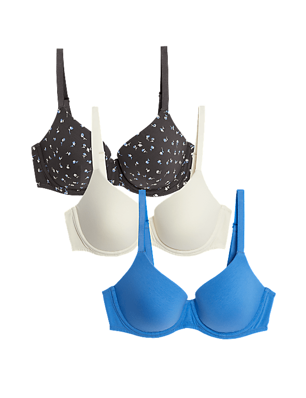 3pk Cotton Rich Wired T-Shirt Bras A-E