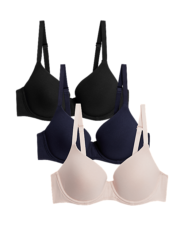 3pk Wired Full Cup T-Shirt Bras A-E