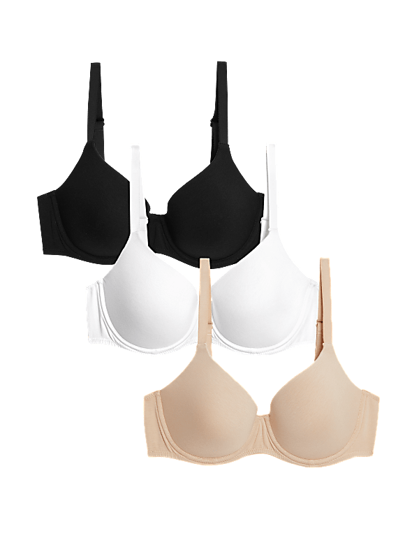 3pk Wired Full Cup T-Shirt Bras A-E