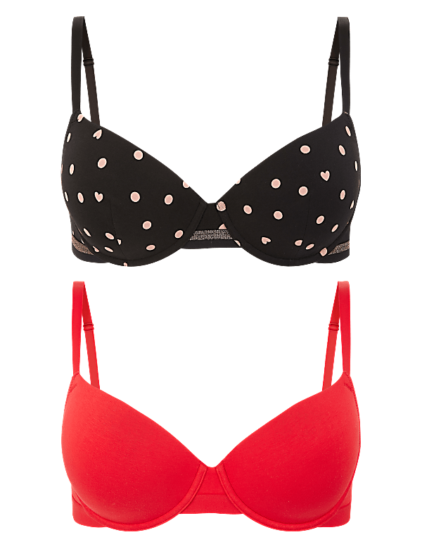 2pk Cotton Underwired Balcony Bras A-E