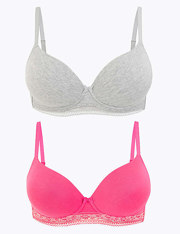 2pk Cotton Underwired T-Shirt Bras A-E