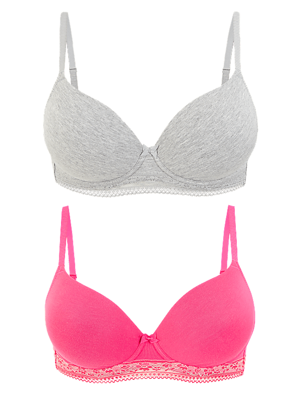 2pk Cotton Underwired T-Shirt Bras A-E