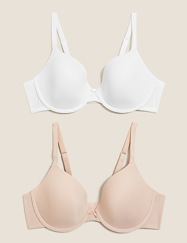 2pk Underwired Plunge T-Shirt Bras AA-D