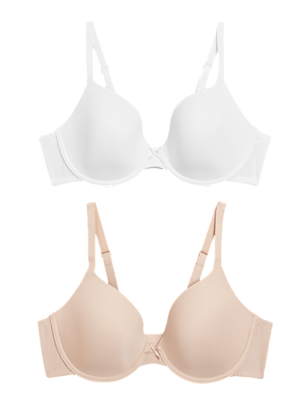 2pk Underwired Plunge T-Shirt Bras AA-D