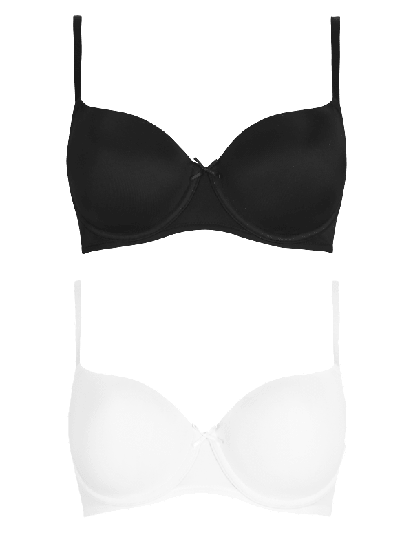 2 Pack Underwired T-Shirt Balcony Bras A-DD