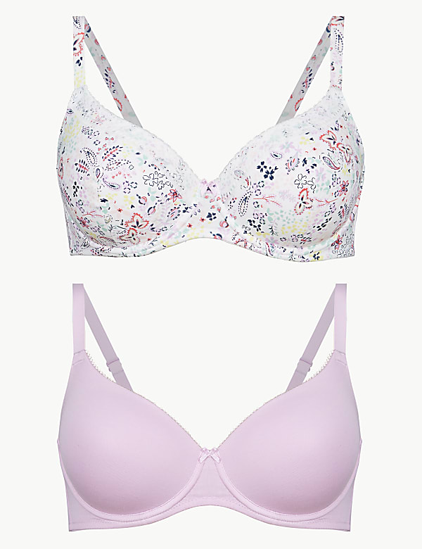 2 Pack Cotton Rich Full Cup Bras A-E