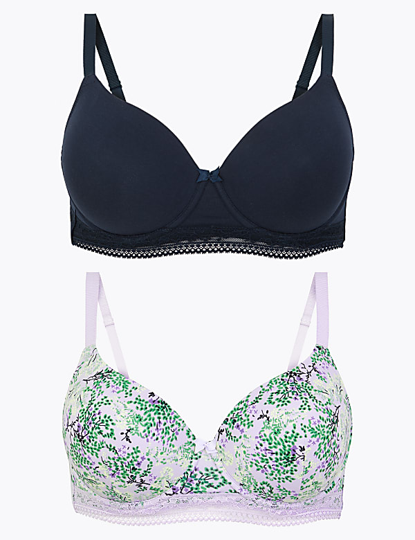 2pk Cotton Wired T-Shirt Bras A-E